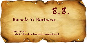 Bordás Barbara névjegykártya
