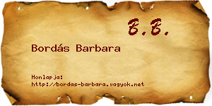 Bordás Barbara névjegykártya